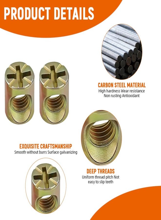 Serplex® 30Pcs Zinc Alloy Hammer Head Nuts, Cross-Hole Furniture Connecting Nuts, Metal Barrel Nuts, Threaded Fasteners for Furniture Assembly, DIY Cabinet and Bed Frame Connector - Image 3